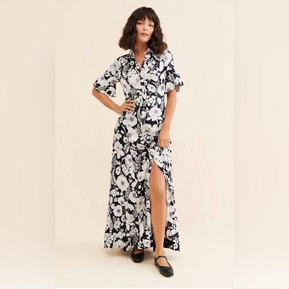 Maeve Printed Short-Sleeve Shirt Dress